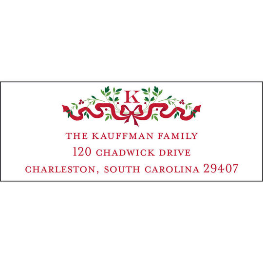 Topiary Red Ribbon Return Address Labels